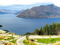 Queenstown   View from the top of the chair lift in Queenstown, South Island, New Zealand. Look closely and you can see toboggans on the winding track.